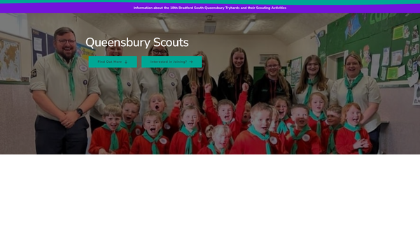 Screenshot of the 18th Bradford South (Queensbury-Try Hards) Scout Group website
