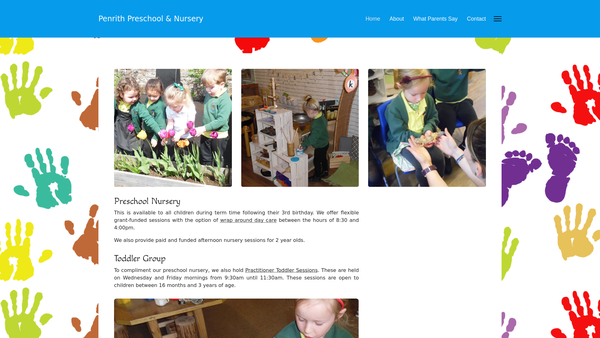 Screenshot of the Penrith Pre-School Nursery & Toddler Group website