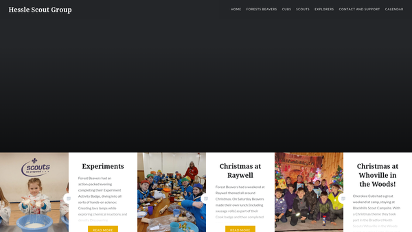 Screenshot of the Hessle Scout Group website