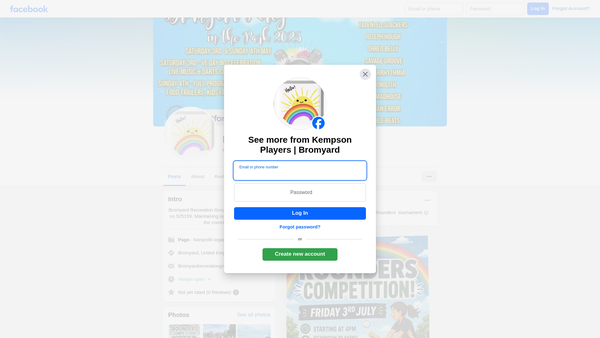 Screenshot of the Bromyard Recreation Ground website