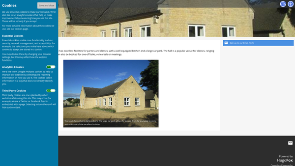 Screenshot of the Tinwell Village Hall website
