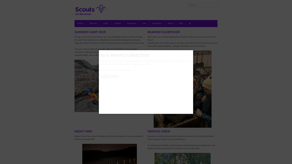 Screenshot of the 1st Burnmoor Scout Group website