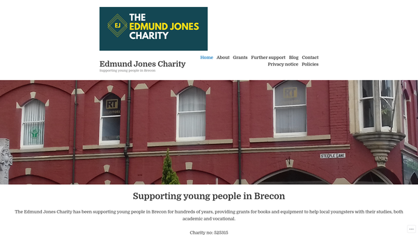 Screenshot of the Edmund Jones' Charity website
