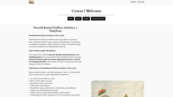 Screenshot of the Dyffryn Ardudwy And Talybont Village Hall website