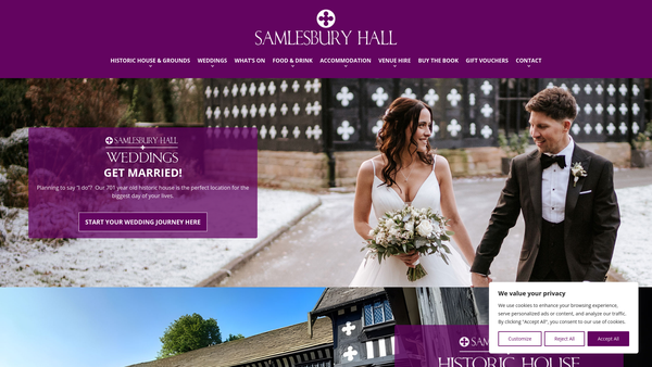 Screenshot of the Samlesbury Hall Trust website