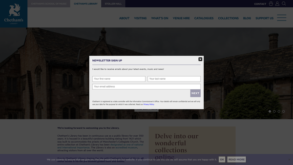 Screenshot of the The Burney Fund (Icw Chetham's Library) website