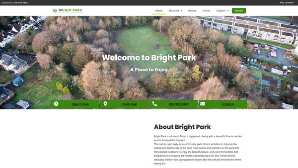 Screenshot of the Bright Park website