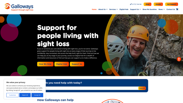 Screenshot of the Galloway's Society For The Blind website