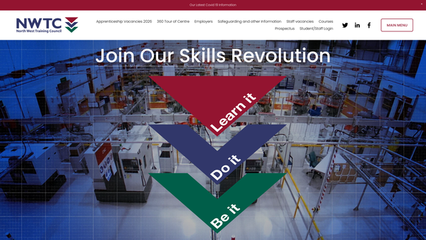 Screenshot of the North West Training Council website