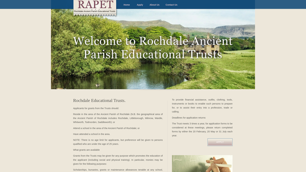 Screenshot of the Rochdale Ancient Parish Educational Trusts website