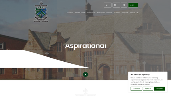 Screenshot of the Nelson Thomlinson School website
