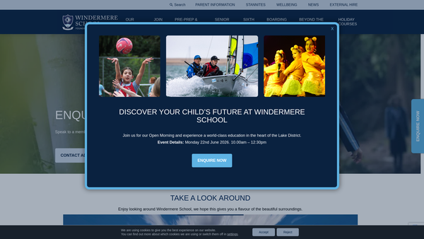 Screenshot of the Windermere Educational Trust Limited website