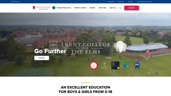 Screenshot of the Trent College Limited website
