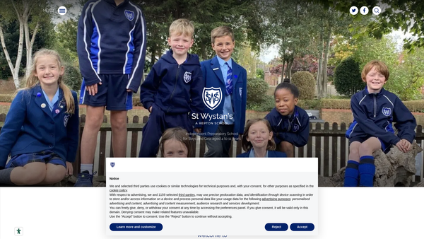 Screenshot of the St. Wystan's School website