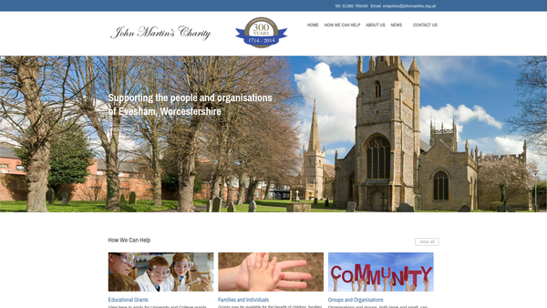 Screenshot of the John Martin's Charity website