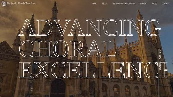 Screenshot of the The Ouseley Church Music Trust website