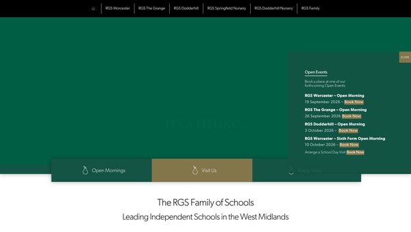 Screenshot of the Royal Grammar School Worcester School Charity website