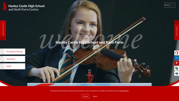 Screenshot of the Hanley Castle High School website