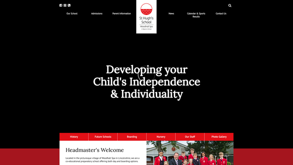 Screenshot of the St Hugh's School (Woodhall Spa) Limited website