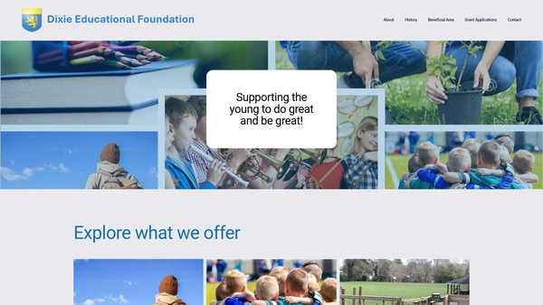 Screenshot of the The Dixie Educational Foundation website