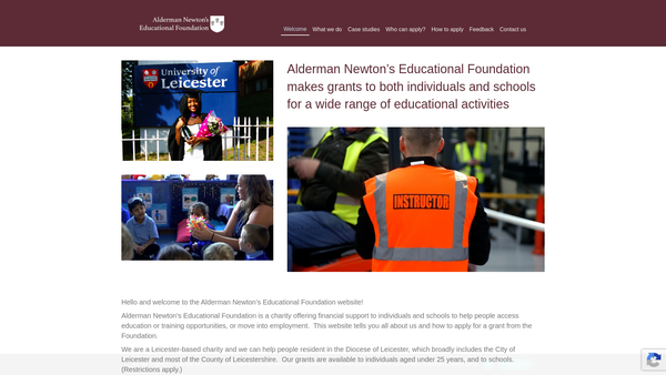 Screenshot of the Alderman Newton's Educational Foundation website