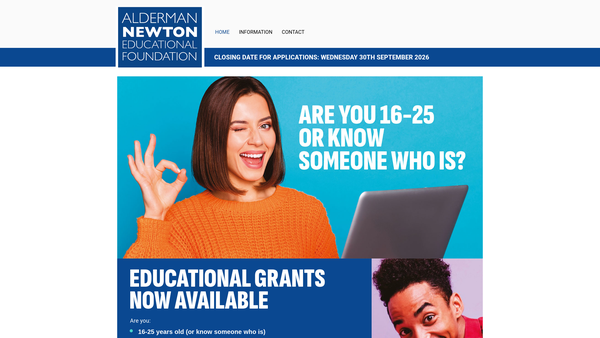Screenshot of the Alderman Newton's Educational Foundation (Claybrooke) website