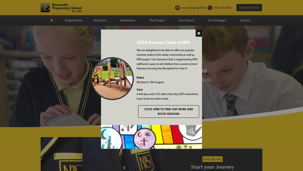 Screenshot of the The Newcastle Preparatory School Trust Limited website