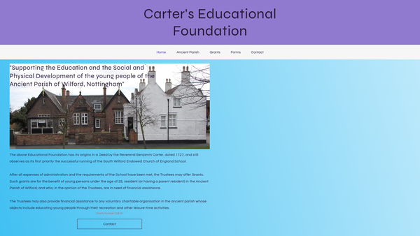 Screenshot of the Carters Educational Foundation website