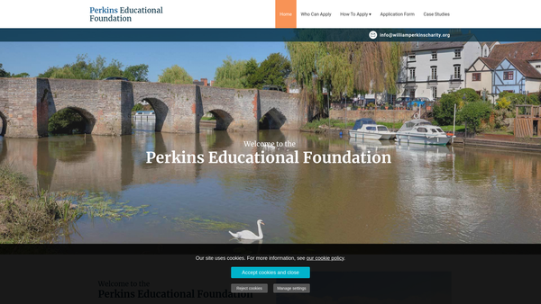 Screenshot of the Perkins's Educational Foundation website