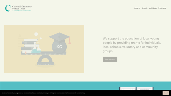 Screenshot of the Coleshill Grammar School Endowment Foundation website