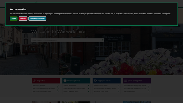 Screenshot of the The Warwickshire Schools Travel Trust website