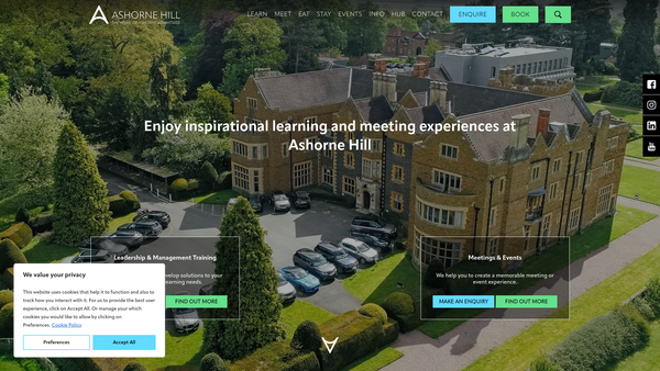 Screenshot of the Ashorne Hill Management College website