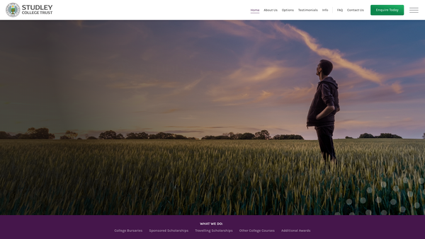 Screenshot of the Studley College Trust website