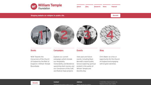 Screenshot of the William Temple Foundation Limited website
