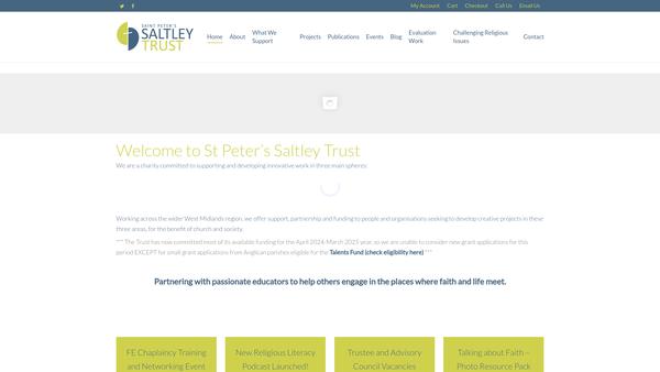 Screenshot of the St Peter's, Saltley Trust website