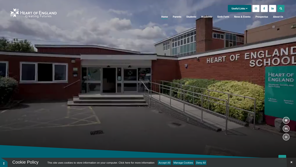 Screenshot of the Friends Of Heart Of England School website