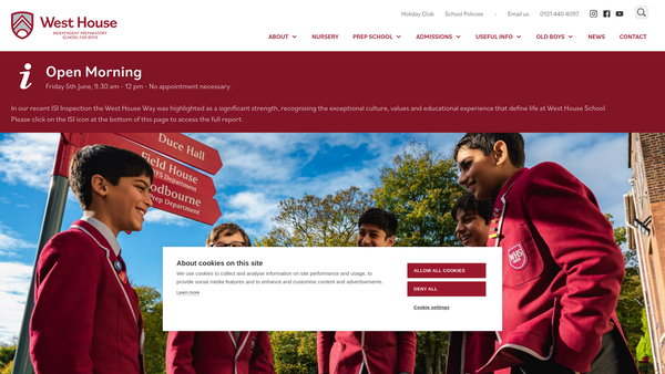 Screenshot of the West House School website
