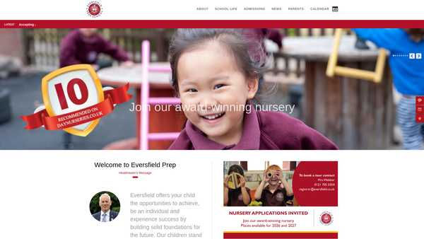 Screenshot of the Eversfield Preparatory School Trust Limited website