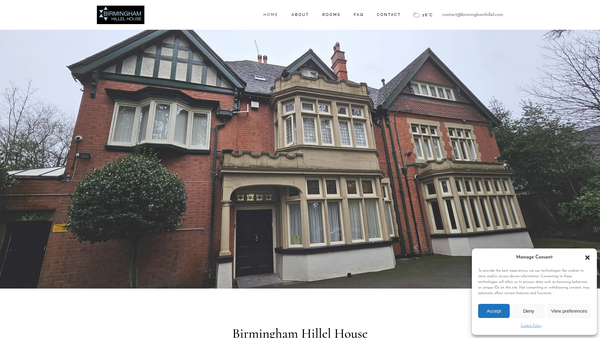 Screenshot of the Birmingham Hillel House website