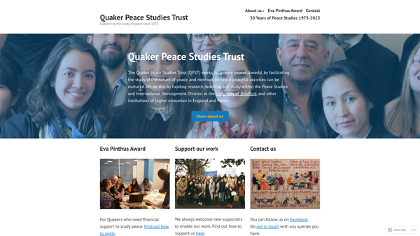 Screenshot of the The Quaker Peace Studies Trust website