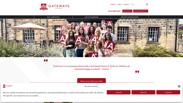 Screenshot of the Gateways Educational Trust Limited website