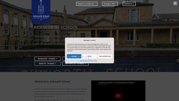 Screenshot of the Ackworth School website