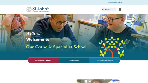 Screenshot of the St John's Catholic School For The Deaf website