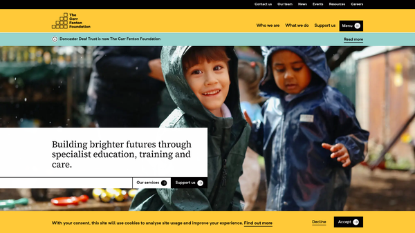 Screenshot of the Doncaster Deaf Trust Endowment website
