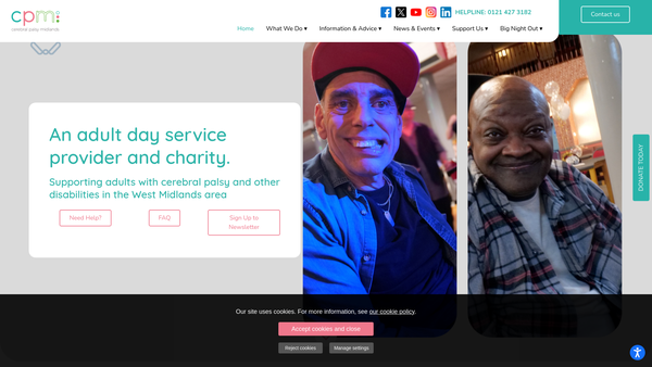 Screenshot of the Cerebral Palsy Midlands website