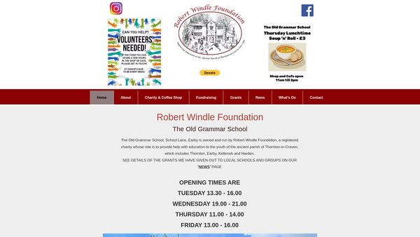 Screenshot of the Robert Windle Foundation website