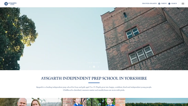 Screenshot of the Aysgarth School Trust Limited website
