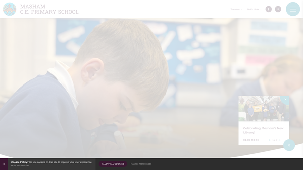 Screenshot of the Masham Endowed School website