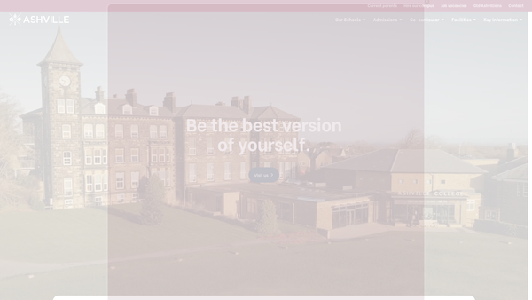 Screenshot of the Ashville College website