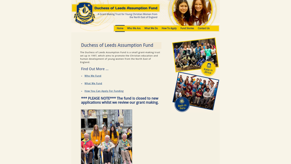 Screenshot of the The Duchess Of Leeds Assumption Fund website